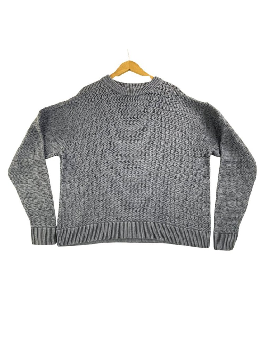 Abercrombie & Fitch Sweater Mens Large Blue Crewneck Cotton Pullover Cropped Y2K